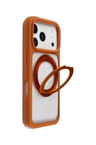 Piili Apple iPhone Uyumlu 17 Pro Max Rotation Magsafe Silikon Kılıf Turuncu