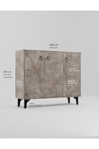 Dekorfim DF08102GD MDF Ayakkabılık Antre Hol Çok Amaçlı Dolap Ayakkabı Dolabı