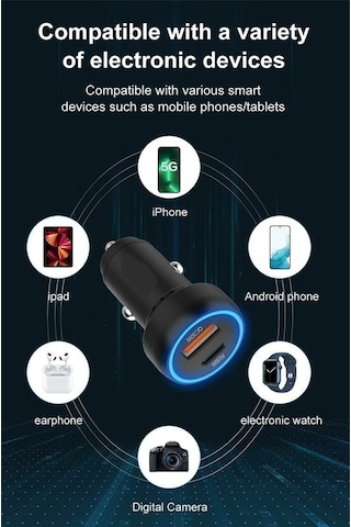 Hepu Hp-778 Araç Çakmaklık Şarj Aleti 20 Watt+type-c Apple Uyumlu iPhone Kablolu