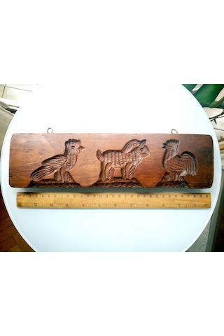 Omeniv Antika Masif Ahşap 3 Figürlü Pasta Kurabiye Kalıbı