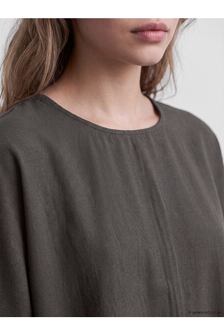Lcw Vision Antrasit Bisiklet Yaka Oversize Bluz
