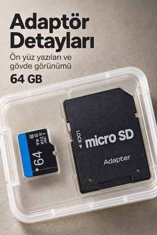 64 Gb Micro Sd Hafıza Kartı Adaptörlü Kutulu Set