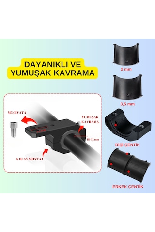 Motosiklet Gidon Koruma Demiri Sis Farı 2 Adet Montaj Ayağı Braket Alüminyum 18-32mm Ayarlanabilir