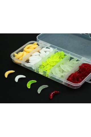 100 Adet 5 Renk - Kutulu - Silikon Balık Yemi Kurtçuk