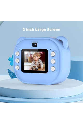 Springsun Çocuklar İçin Mavi Anlık Yazıcı Kamera - 1080p Video, Ön-arka Kameralar, 2" Hd Ekran, Dahili Li-poly Pil