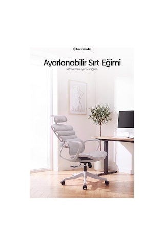 Rosso Ergonomik Çalışma Koltuğu - Sabit Kolçak - Beyaz