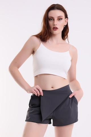 Winmoda34 Kadın Spor Şortlu Tenis Eteği 2 Cepli Gri