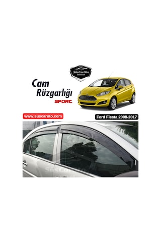 Ford Fiesta 2008-2017 Uyumlu Mugen Cam Rüzgarlığı Seti Piano Black 4'lü İthal (00) (ŞüsCarOto Aksesuar)