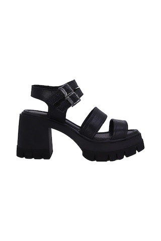 Albishoes Albini 26y10883 Hakiki Deri Topuklu Kadın Sandalet Siyah