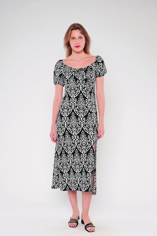 Gabria Ön Büzgülü Elbise Siyah-ekru Siyah - Ekru