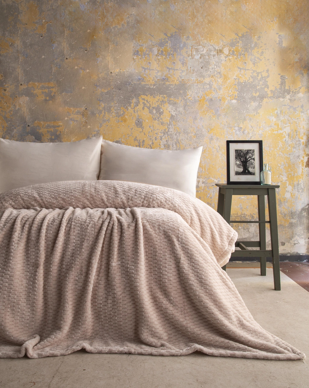 Çift Kişilik Trusty Ekru Jakar Desen Battaniye 200x220 Cm Ekru