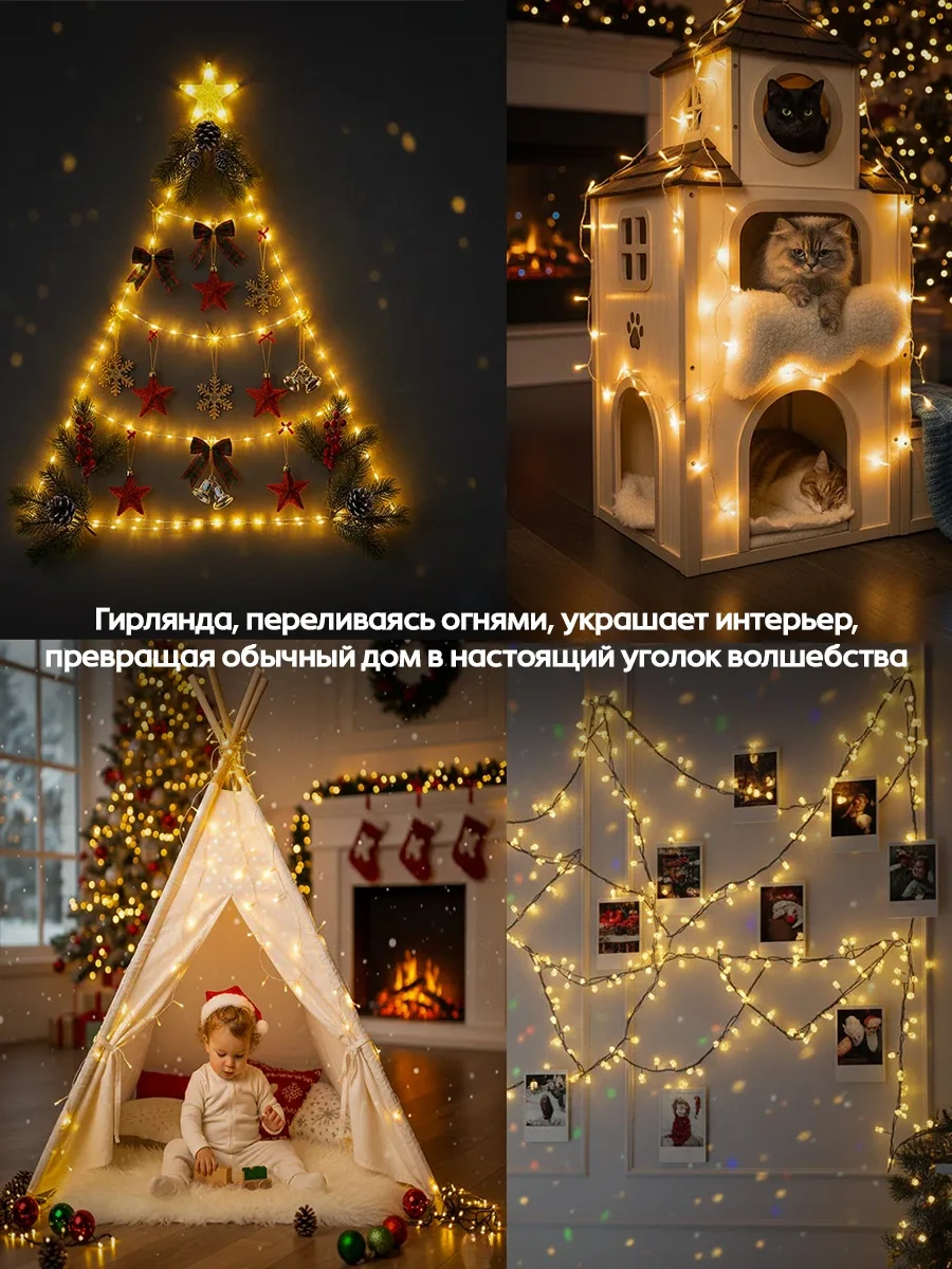 Twinklegarlooo Isı Işığıyla Ağaç Süsü Led Işık Zinciri 188298651 Gri