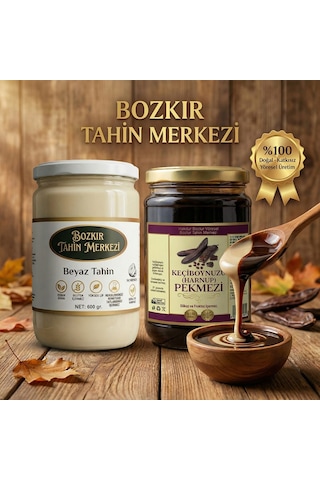 Bozkır Tahin Merkezi Doğal Beyaz Tahin 600gr- Keçiboynuzu Köy Pekmezi 800gr Doğal&katkısız