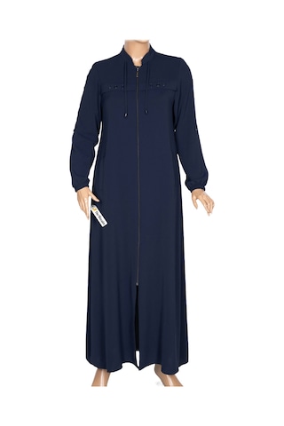 Hesna Kadın Selvi Dokuma Krep Kuş Gözü Aksesuarlı Lacivert Ferace Lacivert