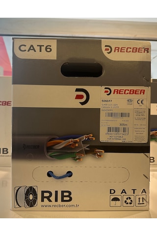 Reçber Cat 6 Halogen Free U/utp Sl400 23 Awg 305 Metre Mavi