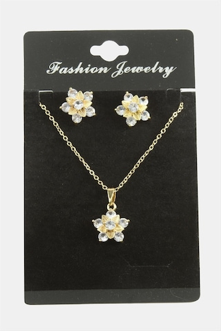 Çiçek Zirkon Taşlı Set Kolye Çok Renkli 62059885