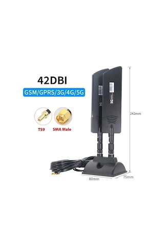 Sones 42dbi 5g Yönlendirici Harici Anten Dış Mekan Uzun Menzilli Wifi Sinyal Kapsama Alanı Güçlendirici, Özellikler: Ts9 Siyah