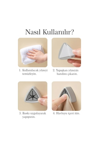 4'Lü Yapışkanlı Havlu Askısı Bez Tutucu Mutfak Banyo Lavabo Organizeri