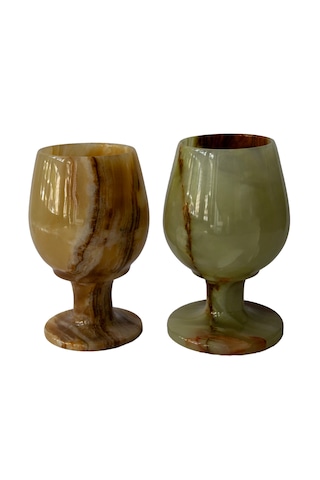 Oniks Doğal Taş 2 Li Kadeh Takımı - Şarap Kadehi