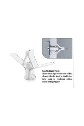 Kanatlı Alçıpan Dübeli Plastik Kelebek Dubel 100'lü Paket, Hr0356101