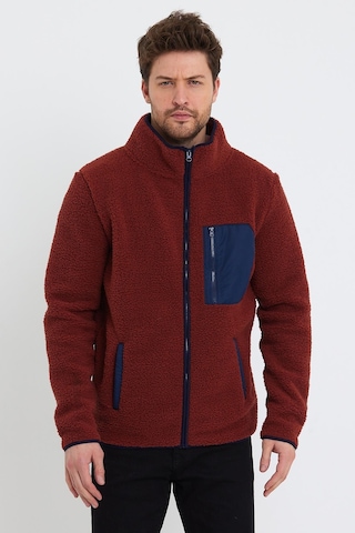 Erkek Dik Yaka Polar Ceket Kiremit