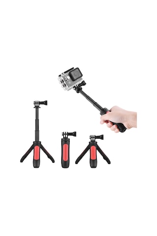 Springsun Kırmızı Mini Tripod Ve Selfie Stick, Su Geçirmez Kılıfı Olan Tüm Spor Kameraları İçin Uygun Gopro, Yi, Sjcam