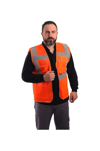 Mühendis Tipi Ikaz Yeleği - Turuncu