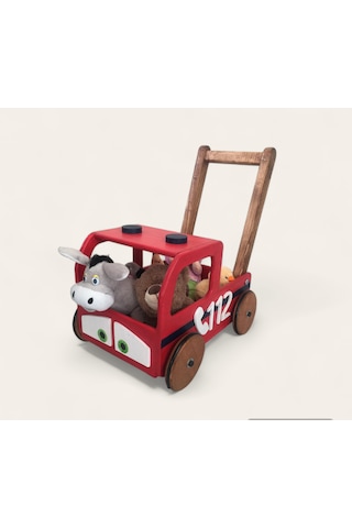 İzwoodcraft 112 Acil İtfaiye Bebek İlk Adım Arabası Ve Oyuncak Sepeti
