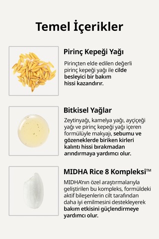 Makyaj Temizleme Yağı & Temizleme Köpüğü İçeren 2 Adımlı Set Mıdha Rice 2 Step Cleansing Duo Set