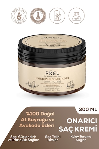 Pxel Onarıcı Saç Kremi 300 Ml Kuru Ve Yıpranmış Saçlara Özel Yoğun Bakım Shea Yağı, Biotin, Kafein Ve Bitkisel Protein İçerikli Saç Kırığı Karşıtı