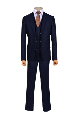 Çizgili Kırçıl Desen Tek Düğme 6 Drop Slim Yelekli Erkek Takım El