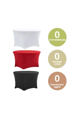 Sones Basit Modern Streç Yuvarlak Masa Örtüsü Otel Düğün Ziyafet Dört Köşe Büyük Yuvarlak Masa Örtüsü, Boyut: 153x75cm Kırmızı Kırmızı