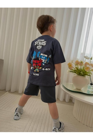 Nurbebekidss Erkek Çocuk Penye Şortlu Takım Açık Lacivert