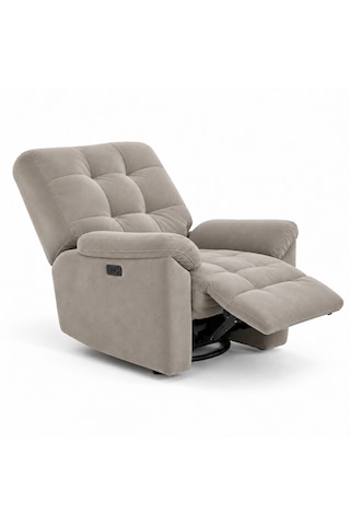 Smarto Relax Porto Masajlı Elektrikli Döner Sallanan Tv Koltuğu Kontrol Panelli Ergonomik Polyester Baba Koltuğu Ekru