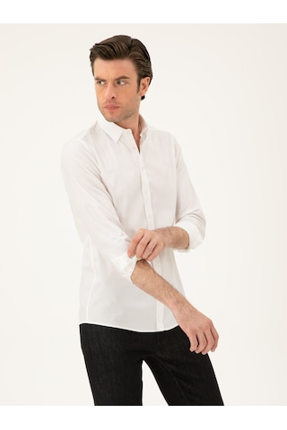 Cacharel Beyaz Slim Fit Pmuk Karışımlı Gömlek 15841036