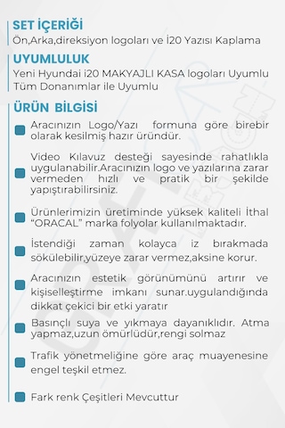 Hyundai İ20 Amblem Kaplama Sticker Set - Mat Karbon Siyah