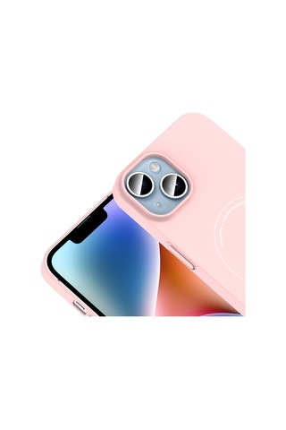 Apple iPhone Uyumlu 14 Kılıf M-safe Şarj Özellikli Kamera Korumalı Zore Elio Sert Pc Kapak - Açık Pembe AÇIK PEMBE