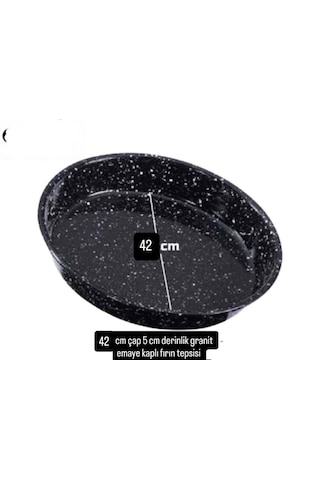 Granit Kaplama Emaye Yuvarlak Fırın Tepsisi Ve Fırın Izgara Teli 2'li Set 45,5 35,5 Cm Gümüş