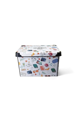 Style Box Memories- 20 L Dolap Içi Saklama,organizer Ve Oyuncak Saklama Kutusu Beyaz - Yeşil