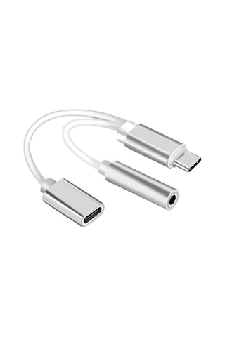 Thentech 2 İn 1 Type-c To 3.5mm Aux Kulaklık Ve Şarj Çoklayıcı Dönüştürücü Adaptör Hızlı Şarj Destekli Yeni