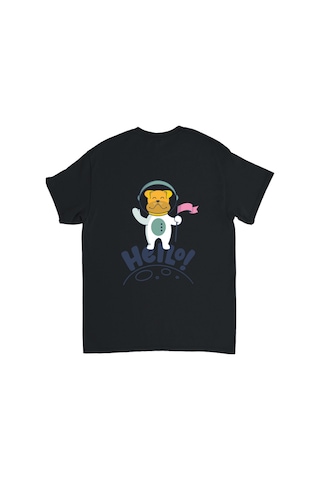 Paybuy Çocuk Uzay Astronot Baskılı Kısa Kollu Tişört Retro Grafik Merhab Siyah