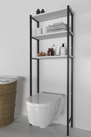 Banyo Wc Arkası Üstü Düzenleyici Raf Organizatör Havluluk Metal Gövde Banyo Rafı Beyaz