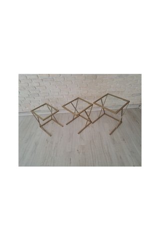 Şeffaf Camlı, Metal Zigon Sehpa Çok Renkli - 922789506 Çok Renkli