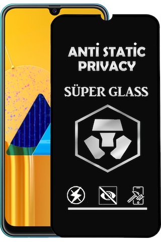 Samsung Galaxy Uyumlu M30s Tam Kaplayan Anti Statik Hayalet Süper Temperli Cam Ekran Koruyucu