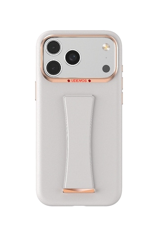 Apple iPhone 17 Pro Uyumlu Kılıf M-safe Şarj Özellikli Standlı Udemos İndependence Serisi Kapak Beyaz Beyaz
