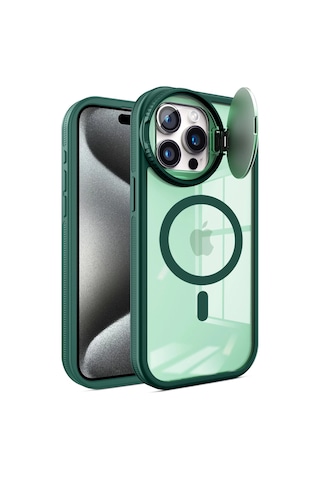 Newface Apple iPhone Uyumlu 14 Pro Max Kılıf Teleskop Lens Magsafe Silikon Kapak - Semeglbl - 55 Koyu Yeşil