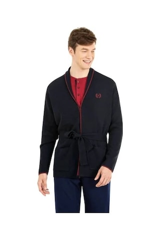 Pierre Cardin Erkek Çeyizlik Uzunkollu Pijama Ve Triko Sabahlık 3'lü Set Takım 0 Lacivert