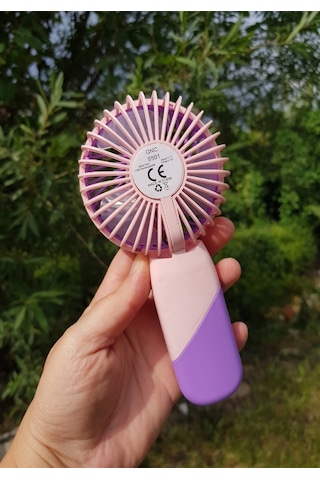 Usb Şarjlı Mini El Fanı Taşınabilir Vantilatör 3 Kademeli Sessiz Fan Telefon Tutuculu Mor