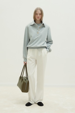 Suud Collection Gri Mimi Gold Düğmeli Sweatshirt