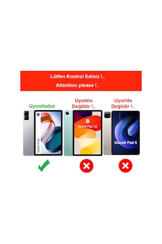 Redmi Pad 10.61 2022 Uyumlu Tablet Kılıfı Ekran Koruyucu Kalem Set Kapaklı Standlı Kılıf Kapaklı Kılıf